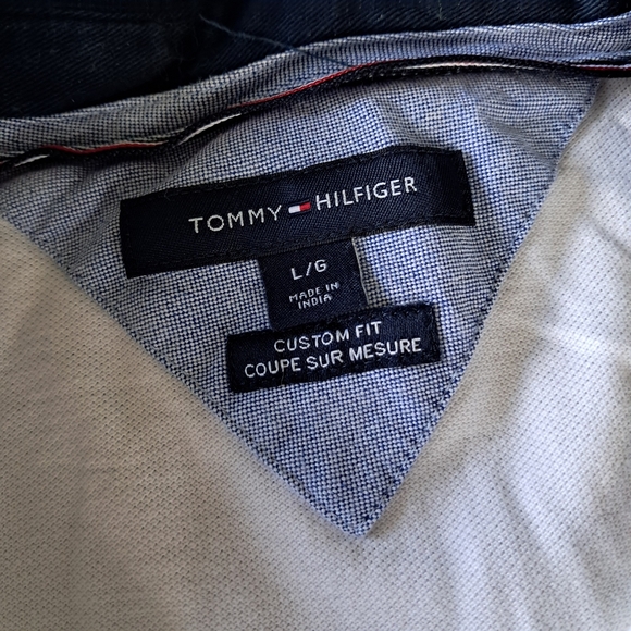Tommy Hilfiger Mens Polo Large Custom Fit White Embroidered Logo Short Sleeve - Picture 5 of 6